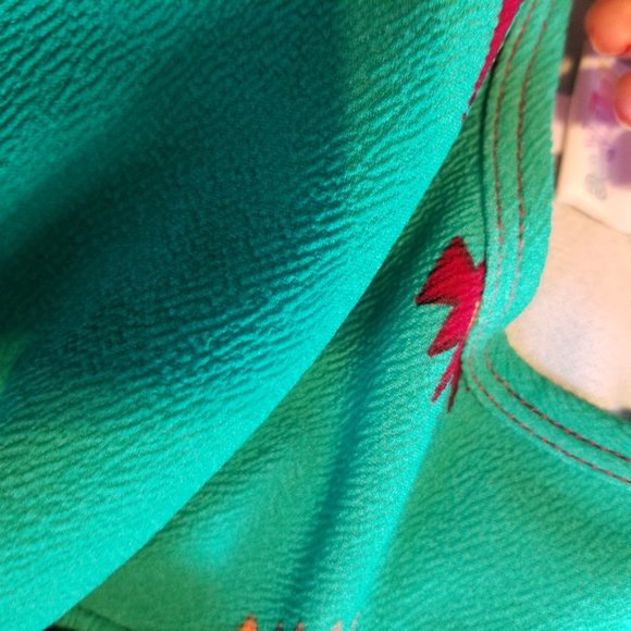 Lularoe Aqua Amelia Midi Fit Flare Short Sleeve Dress Turquoise Aztec Southwest - Picture 4 of 5